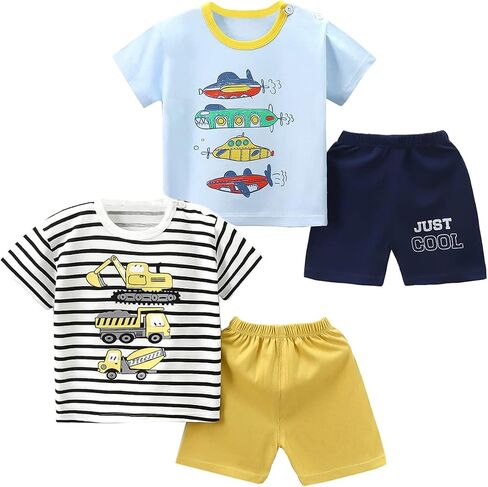 Baby Toddler Boys 4 PCs T-shirts and Shorts Set Summer Clothes Outfit in Saudi Arabia