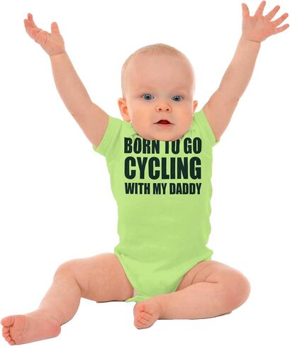 Brisco Brands Born To Go Cycling With My Daddy Baby Romper Boys or Girls in Kuwait