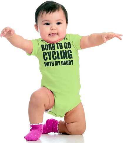 Brisco Brands Born To Go Cycling With My Daddy Baby Romper Boys or Girls in Kuwait