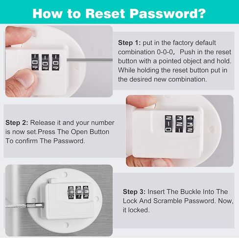 Rofio 2 Pack Refrigerator Locks with Code, Child Cabinet and Drawer Locks | Keyless 3-digit combination cable locks with no-drill adhesive for fridges, freezers, cabinets, drawers and tool chests in Saudi Arabia