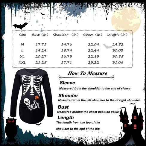 Women's Maternity Funny Xray Halloween Skeleton Costume Pregnancy Cute Long Sleeve Pregnant T Shirts in Saudi Arabia
