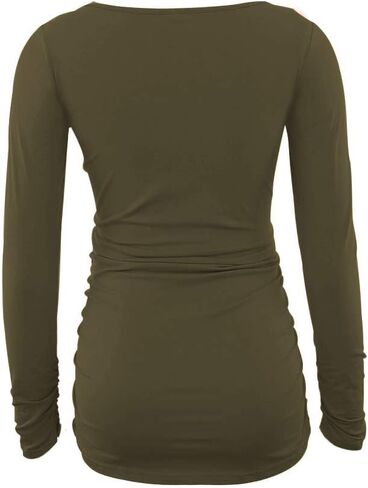 تي شيرت للحمل للسيدات من Ecavus بأكمام طويلة وجذاب من الجانب المكشكش in Kuwait