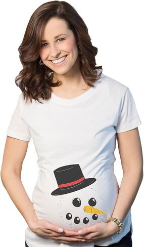Maternity Snowman Face Announcement Pregnancy Funny Christmas Pregnancy T Shirt in Saudi Arabia