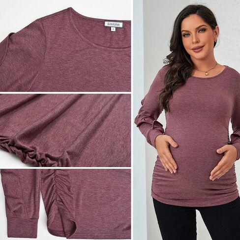 GINKANA Maternity Tops Ruffle Long Sleeve Maternity Shirts Cute Pregnancy Mama Tee Tops Casual Blouses for Baby Shower in Saudi Arabia