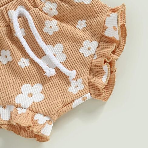Newborn Baby Girl Clothes Floral Sleeveless Romper Bodysuit + Ruffle Bloomers Shorts Infant Summer Outfits Set in Saudi Arabia
