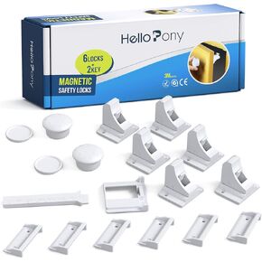 Upgraded Magnetic Cabinet Locks (6Locks and 2 Keys) Baby Proofing Cabinet Lock for Child Safety, No Drilling or Tools Needed