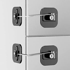 Refrigerator Lock with Key, Fridge Locks,Lock for Fridge Freezer, Cabinets and Drawers, Air Oven Air Fryer, Closets, Windows, 2 Pack Refrigerator Lock with 4 Keys(Black) in Saudi Arabia