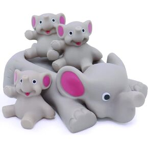 Bath Toys for Toddlers Infants 6 Months+, Floating Bathtub Elephant Toys Squeak Rubber Animal 4 Piece Set, Pool Beach Party Gift for Kids Boys Girls Water Fun and Shower Time in Kuwait
