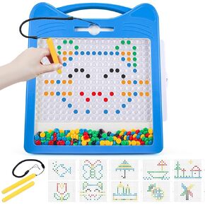 Magnetic Drawing Board for Kids, Toddler Magnet Doodle Board with Beads and 2 Pens, Magnetic Dot Art Toys, Airplane Car Travel Activities (Blue Cat) in Saudi Arabia