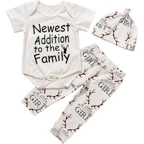 Imsmart Newborn Suit for Baby Shower Deer Print Long Sleeve Romper+Long Pants+Hat in Saudi Arabia