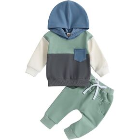 Douhoow Infant Fall Baby Outfit Baby Boy Hoodies Hoody Sweatshirt Drawstring Pants Baby Boy Clothes Set