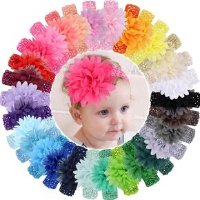WillingTee 20pcs Baby Girls Headbands Chiffon Flower Soft Stretchy Hair Band Hair Accessories for Baby Girls Newborns Infants Toddlers and Kids