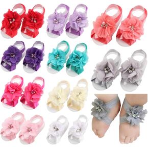 Toptim Baby Girl's Barefoot Sandals Flower for Toddlers (Freesize 0-3Y)