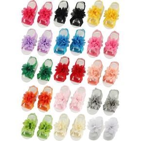 Baby Girl's Barefoot Sandals Flower for Newborn Toddlers (0-3T) in Saudi Arabia