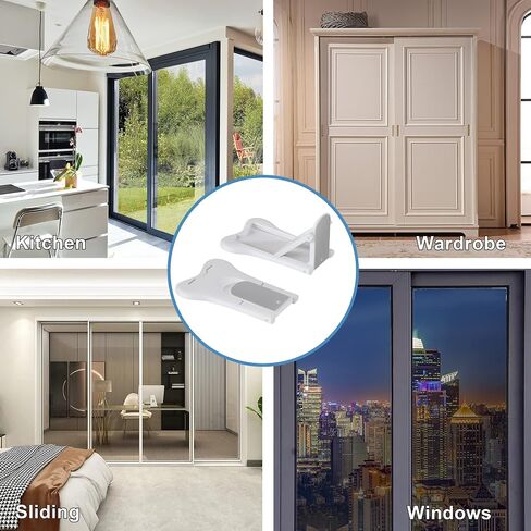 HYEXD Sliding Glass Door Lock Child Proof 2 Pieces Windows Locks Security Baby Safety Closets Patio Door Lock White Thin in Saudi Arabia