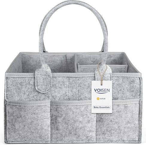 منظم حفاضات الأطفال من VOISEN، سلة تخزين لغرفة الأطفال، حقيبة سيارة للأطفال، حقيبة منظم حفاضات محمولة لغرف الأطفال حديثي الولادة (رمادي) in Kuwait