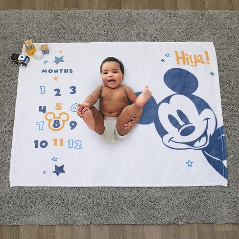 Disney Princess White, Pink, Yellow and Aqua Super Soft Milestone Baby Blanket in Saudi Arabia