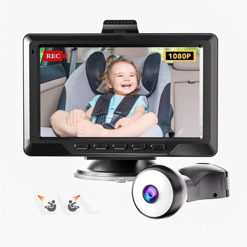 REDTIGER Baby Car Camera 1080P HD Recording, Full-Color Night Vision, 4.4" Baby Car Monitor, Infant Safety Car Seat Camera with 140° Wide Angle, Baby Car Mirror for Back Seat Rear Facing in Saudi Arabia