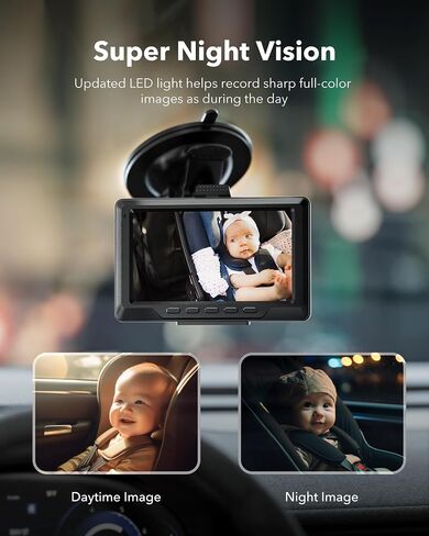 REDTIGER Baby Car Camera 1080P HD Recording, Full-Color Night Vision, 4.4" Baby Car Monitor, Infant Safety Car Seat Camera with 140° Wide Angle, Baby Car Mirror for Back Seat Rear Facing in Saudi Arabia