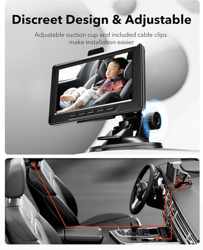 REDTIGER Baby Car Camera 1080P HD Recording, Full-Color Night Vision, 4.4" Baby Car Monitor, Infant Safety Car Seat Camera with 140° Wide Angle, Baby Car Mirror for Back Seat Rear Facing in Saudi Arabia
