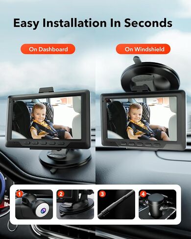 REDTIGER Baby Car Camera 1080P HD Recording, Full-Color Night Vision, 4.4" Baby Car Monitor, Infant Safety Car Seat Camera with 140° Wide Angle, Baby Car Mirror for Back Seat Rear Facing in Saudi Arabia