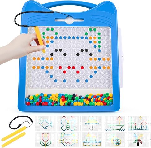 Magnetic Drawing Board for Kids, Toddler Magnet Doodle Board with Beads and 2 Pens, Magnetic Dot Art Toys, Airplane Car Travel Activities (Blue Cat) in Kuwait