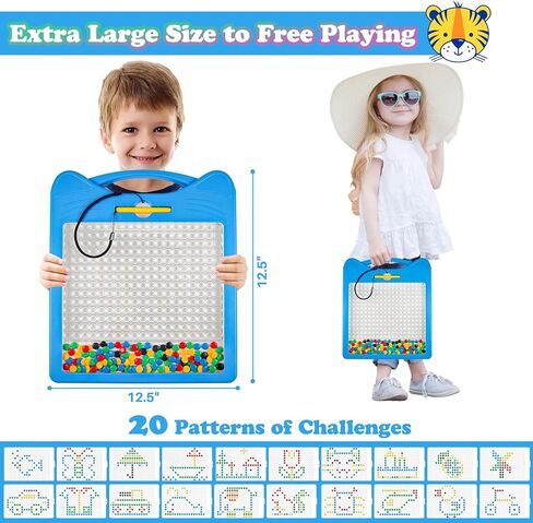 Magnetic Drawing Board for Kids, Toddler Magnet Doodle Board with Beads and 2 Pens, Magnetic Dot Art Toys, Airplane Car Travel Activities (Blue Cat) in Kuwait