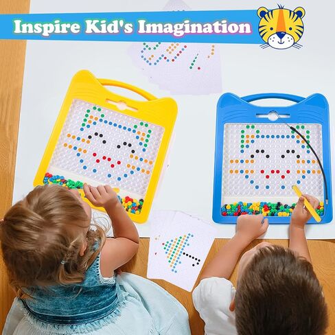 Magnetic Drawing Board for Kids, Toddler Magnet Doodle Board with Beads and 2 Pens, Magnetic Dot Art Toys, Airplane Car Travel Activities (Blue Cat) in Kuwait