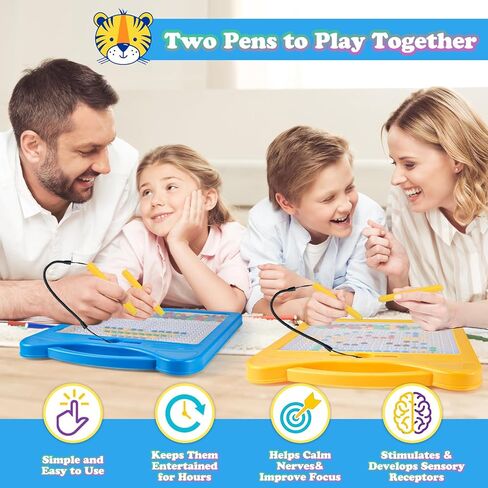 Magnetic Drawing Board for Kids, Toddler Magnet Doodle Board with Beads and 2 Pens, Magnetic Dot Art Toys, Airplane Car Travel Activities (Blue Cat) in Kuwait