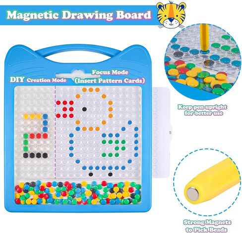 Magnetic Drawing Board for Kids, Toddler Magnet Doodle Board with Beads and 2 Pens, Magnetic Dot Art Toys, Airplane Car Travel Activities (Blue Cat) in Kuwait