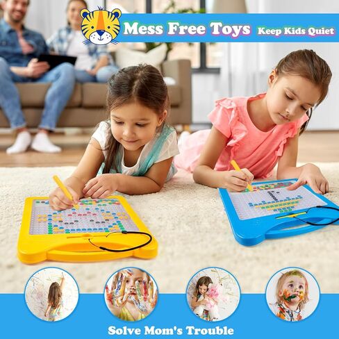 Magnetic Drawing Board for Kids, Toddler Magnet Doodle Board with Beads and 2 Pens, Magnetic Dot Art Toys, Airplane Car Travel Activities (Blue Cat) in Kuwait