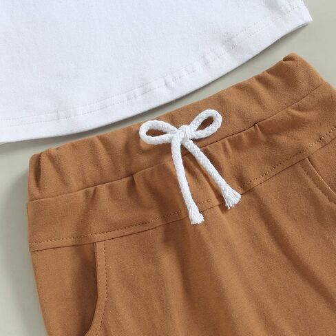 Arvbitana Unisex Toddler Baby Boy Girl Summer Clothes Short Sleeve T-Shirt Top+Short Pants Cotton Two Piece Solid Outfit Set in Kuwait