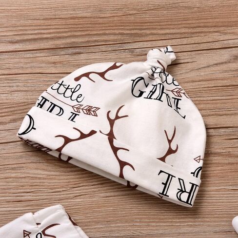 Imsmart Newborn Suit for Baby Shower Deer Print Long Sleeve Romper+Long Pants+Hat in Saudi Arabia