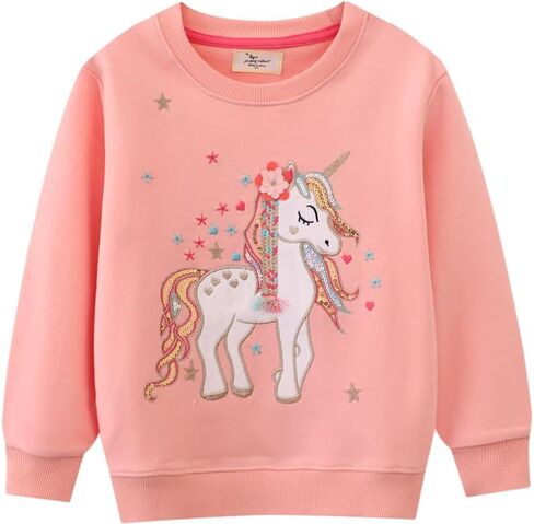Little Girls Sweatshirts Cotton Long Sleeve Crewneck Pullover Toddler Kids Winter Warm Shirt Sweater Tops 2t-8t in Kuwait