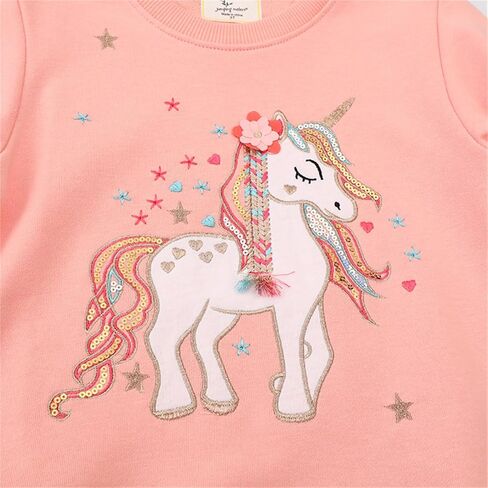 Little Girls Sweatshirts Cotton Long Sleeve Crewneck Pullover Toddler Kids Winter Warm Shirt Sweater Tops 2t-8t in Kuwait