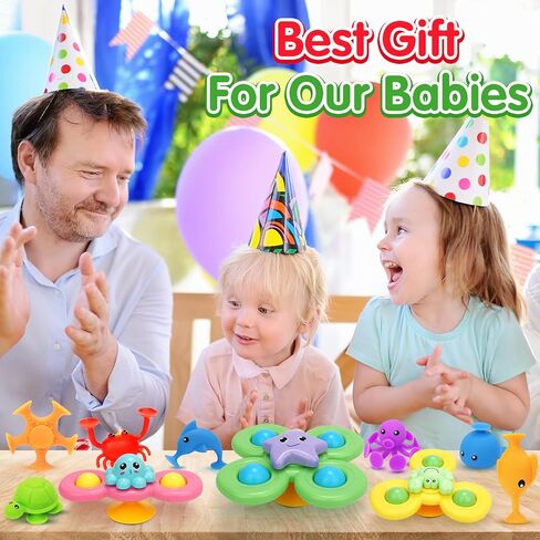 لعبة كأس الشفط الدوارة للطفل - 11 قطعة من ألعاب النوافذ للأطفال الصغار من عمر 1-3 سنوات، ألعاب دوارة للسفر بالطائرة للأطفال، ألعاب حمام الشفط هدية للأطفال من عمر 1-2 عام in Kuwait