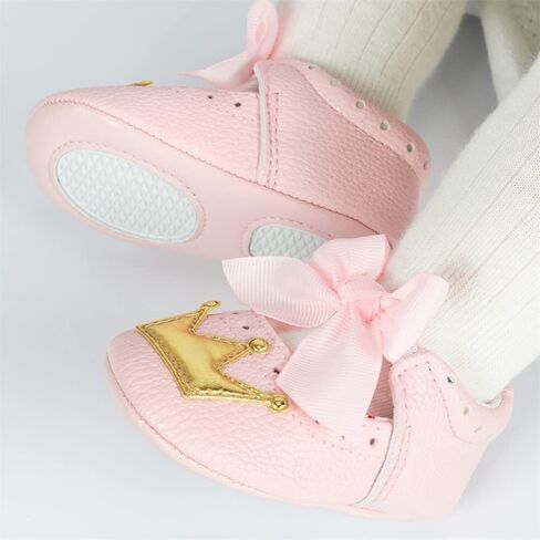 Meckior Infant Baby Girls Crown Mary Jane Soft Sole Bowknot Princess Shoes Newborn Prewalker Wedding Dress Flats Toddler Sneaker in Kuwait
