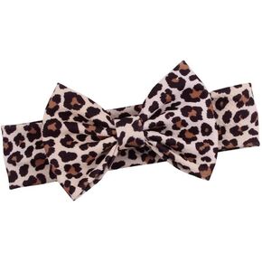 Cheetah Turban Headband Bow Baby Girls Leopard Hair Band Bow Baby Cheetah Headwear Bowknot BTB04 (2 PCs-Set A)