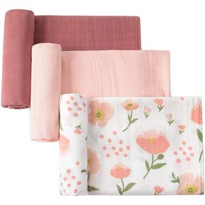 Little Jump 3 Pack Muslin Swaddle Blankets for Unisex, Newborn Receiving Blanket, Large 47 x 47 inches, Soft Breathable Muslin Baby Swaddles for Boys & Girls (3 Pack Olive Branches)