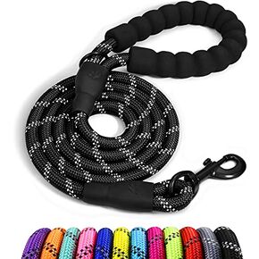 Taglory Rope Dog Leash 6 FT with Comfortable Padded Handle, Highly Reflective Threads Leash for Medium Large Dogs, 1/2 inch, Black in Kuwait