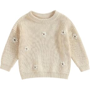 Baby Girl Sweater Knitted Long Sleeve Toddler Sweatshirt Daisy Fall Winter Warm Onesie Oversized Infant Clothes