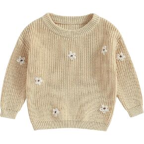 Baby Girl Sweater Knitted Long Sleeve Toddler Sweatshirt Daisy Fall Winter Warm Onesie Oversized Infant Clothes in Saudi Arabia
