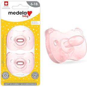 Medela Baby Pacifier | 0-6 Months | Includes Sterilizing Case | 2-Pack | Soft Silicone | BPA-Free | Supports Natural Suckling | Blue and Clear in Saudi Arabia