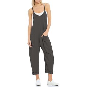 LAYOGAS Womens Jumpsuits Summer Causal Sleeveless Spaghetti Strap Wide Shorts Rompers with Pockets