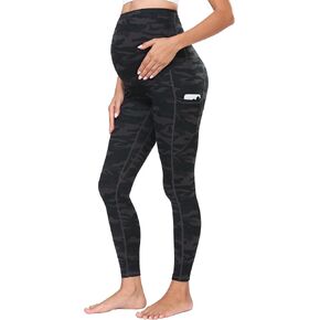 WHOUARE Maternity Leggings Over The Belly with Pockets for Women Pregnancy High Waisted Workout Activewear Yoga Pants
