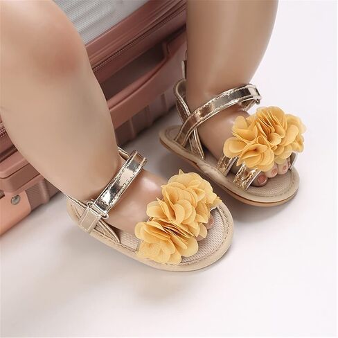 Timatego Infant Baby Girls Summer Sandals Anti-Slip Soft Sole with Flower Toddler First Walkers Crib Dress Shoes in Saudi Arabia
