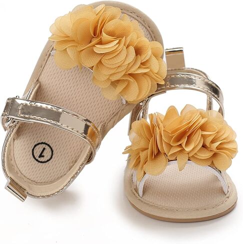 Timatego Infant Baby Girls Summer Sandals Anti-Slip Soft Sole with Flower Toddler First Walkers Crib Dress Shoes in Saudi Arabia