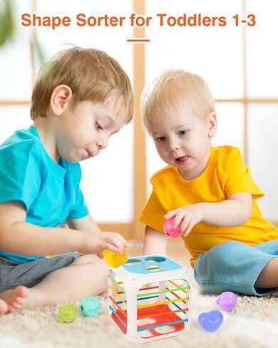 فانمور شكل فارز 1 سنة ألعاب أطفال، لعبة فرز أشكال الطفل 12-18 شهرًا التعلم التعليمي مونتيسوري، نشاط تخزين مكعب صناديق حسية ألعاب المهارات الحركية الدقيقة للأطفال 6 12 18 شهرًا in Kuwait