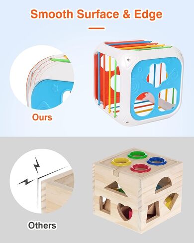 فانمور شكل فارز 1 سنة ألعاب أطفال، لعبة فرز أشكال الطفل 12-18 شهرًا التعلم التعليمي مونتيسوري، نشاط تخزين مكعب صناديق حسية ألعاب المهارات الحركية الدقيقة للأطفال 6 12 18 شهرًا in Kuwait