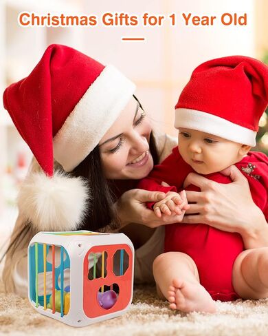 فانمور شكل فارز 1 سنة ألعاب أطفال، لعبة فرز أشكال الطفل 12-18 شهرًا التعلم التعليمي مونتيسوري، نشاط تخزين مكعب صناديق حسية ألعاب المهارات الحركية الدقيقة للأطفال 6 12 18 شهرًا in Kuwait